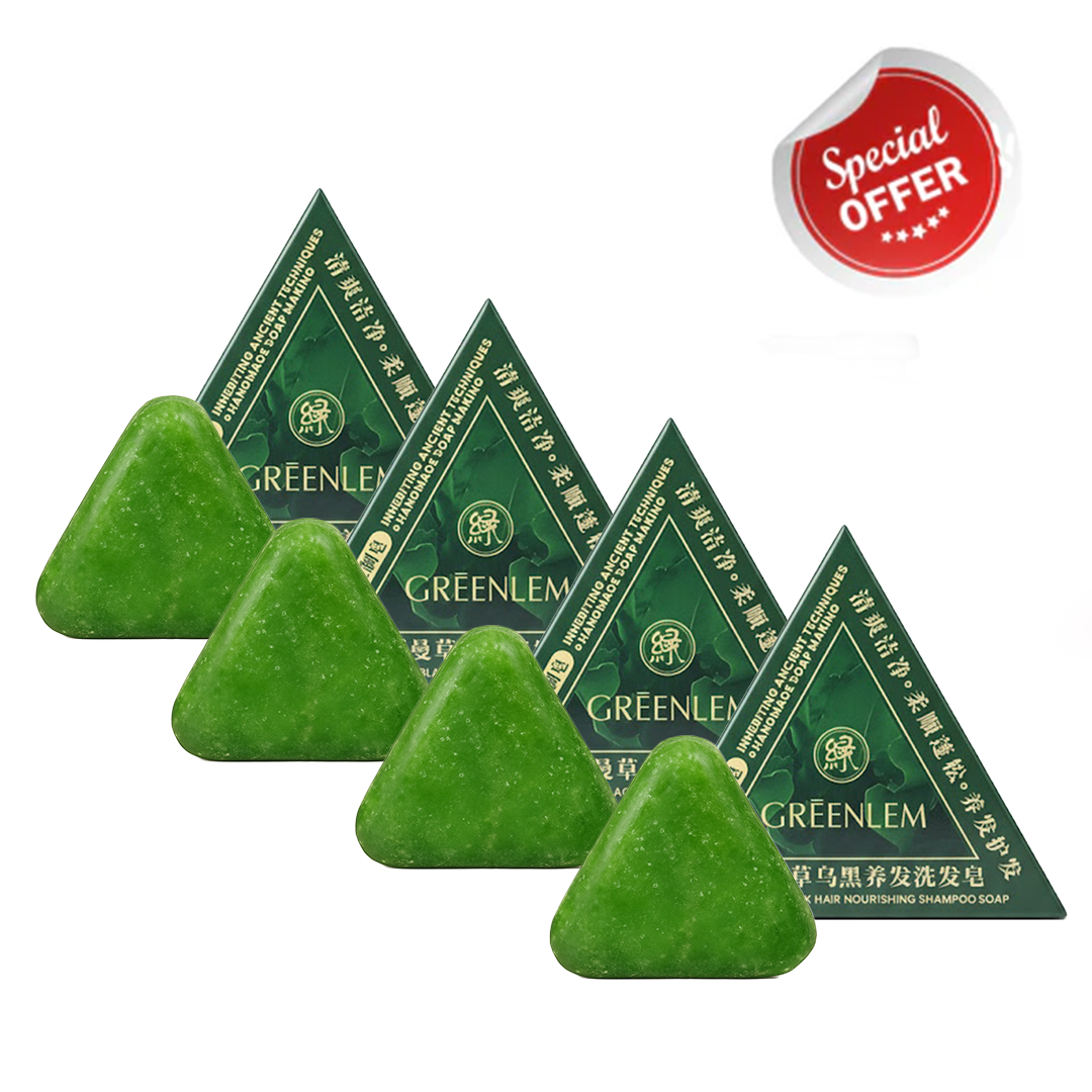4 pics Nature Triangle Shampoo Bar, Greenlem Soap