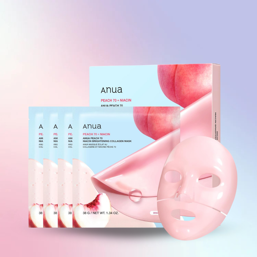ANUA Peach 70 Niacin Brightening Collagen Mask 38g (4ea) – Wholesale (32 pcs/carton)