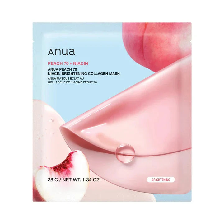 ANUA Peach 70 Niacin Brightening Collagen Mask 38g (4ea) – Wholesale (32 pcs/carton)