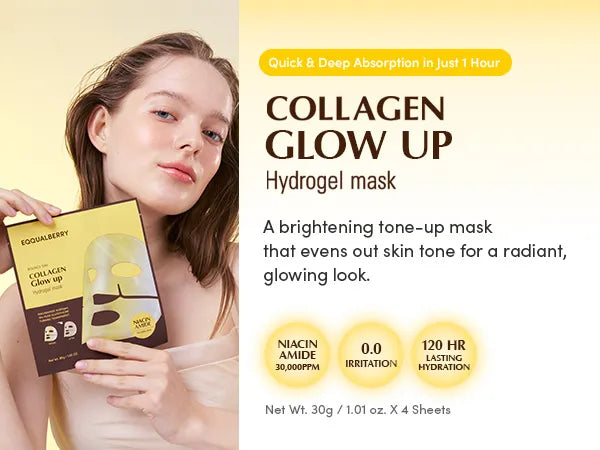 EQQUALBERRY Collagen Glow Up Hydrogel Mask [4 Sheets]